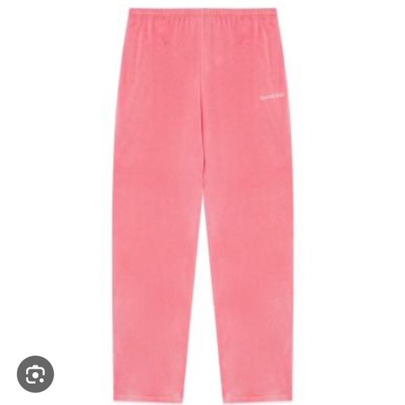 ISO Sporty & Rich HEALTH Pink Lemonade Velour Pants - Picture 1 of 1